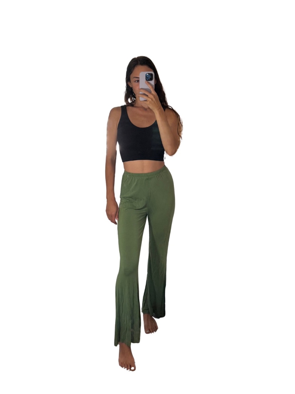 Women's Green Wide-Leg Lounge Pants S